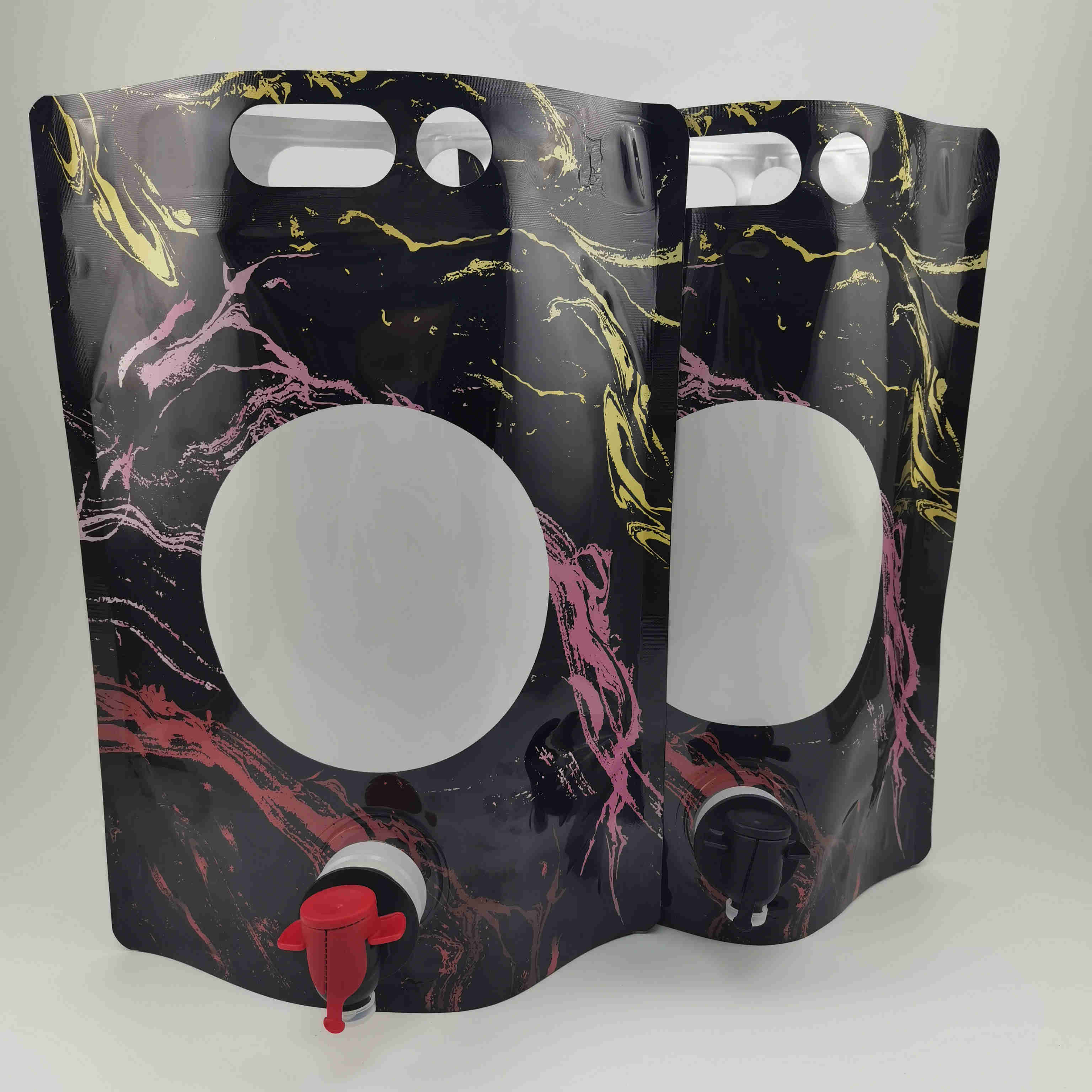 紅酒白酒BIB盒中袋紅酒雙插底自立吸嘴袋蝶閥鋁箔自立袋可定做